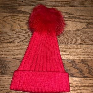 Fox fur ball hat